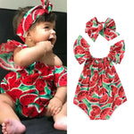 Body d'été pour fille de 0 à 36 mois motif pastèque et bandeau assorti